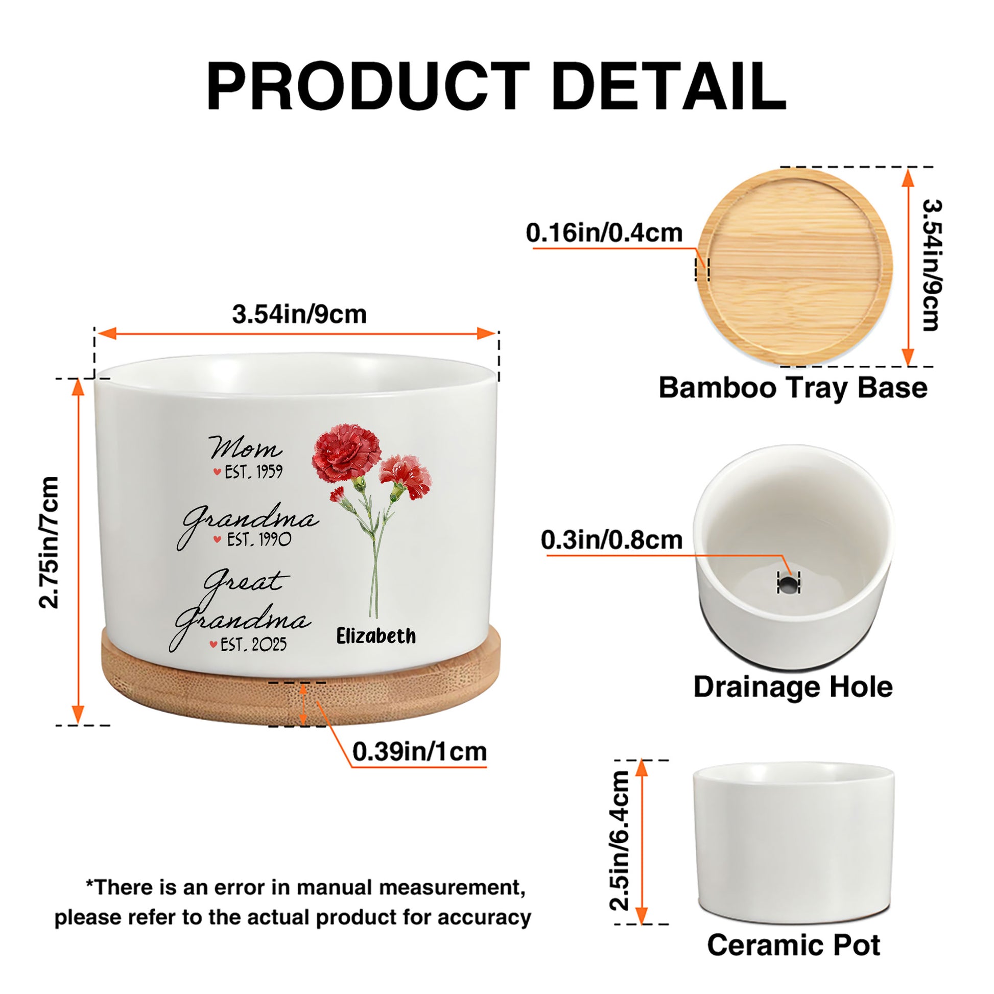 Mom Grandma Great Grandma Birth Flower Personalized Ceramic Plant Po