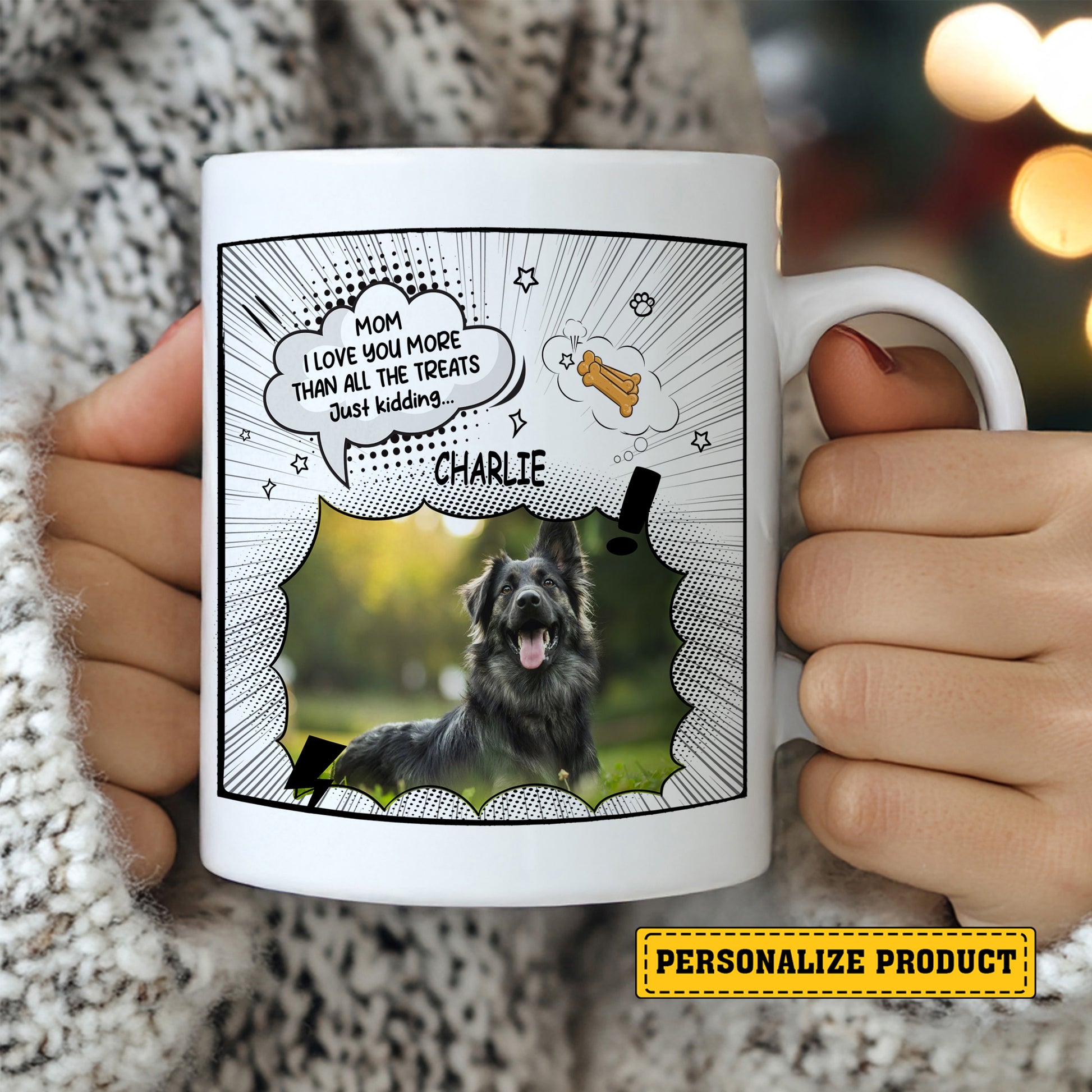 Mom I Love You More Than All The Treats Just Kidding - Personalized Comic Style Mug for Cat Mom