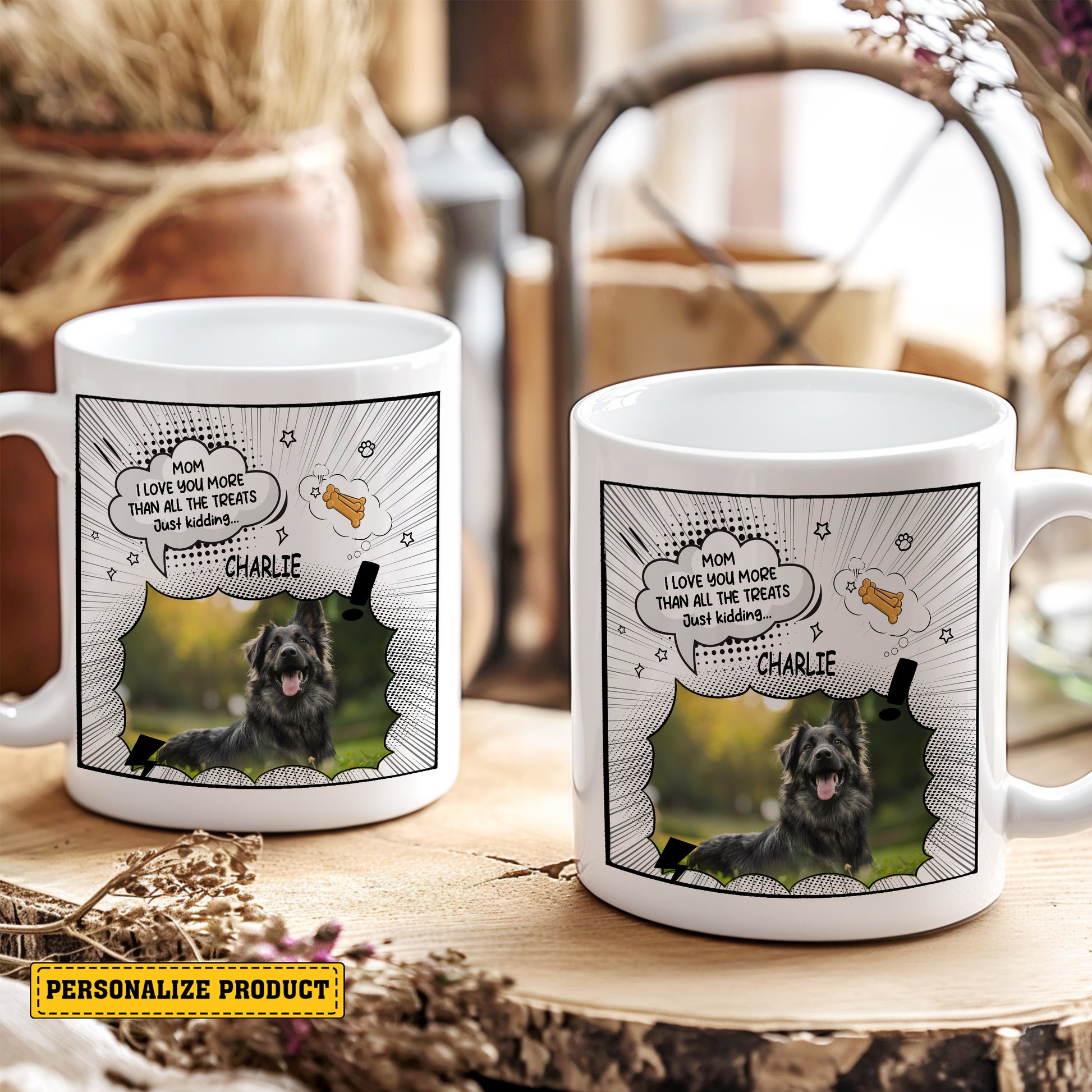 Mom I Love You More Than All The Treats Just Kidding Mug - Personalized Comic Style Mug for Cat Mom