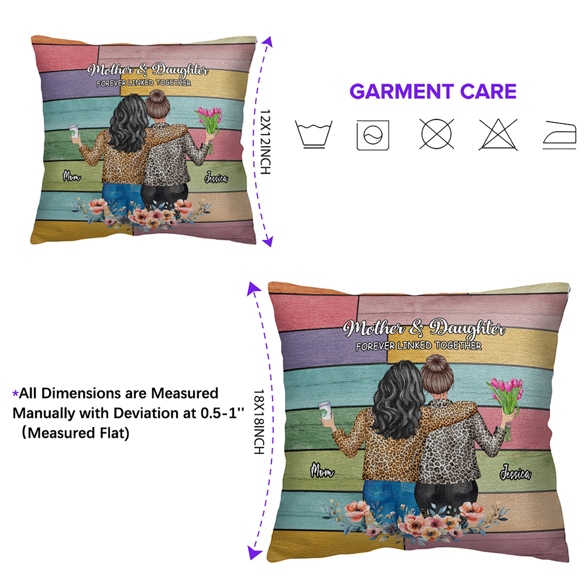 Mother And Daughter Forever Linked Together Pillow For Graduation

