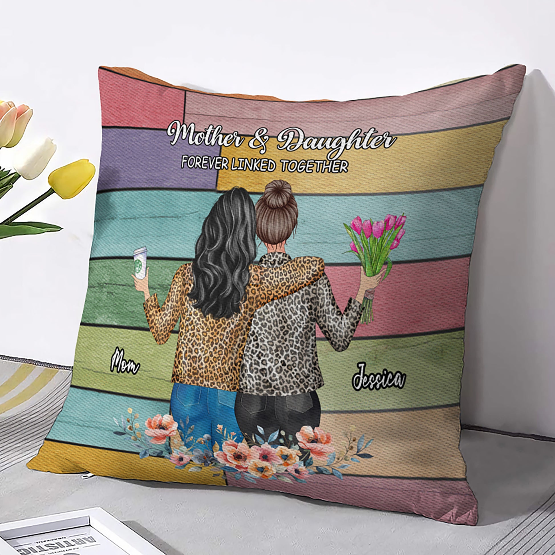 Mother And Daughter Forever Linked Together Pillow Just Because

