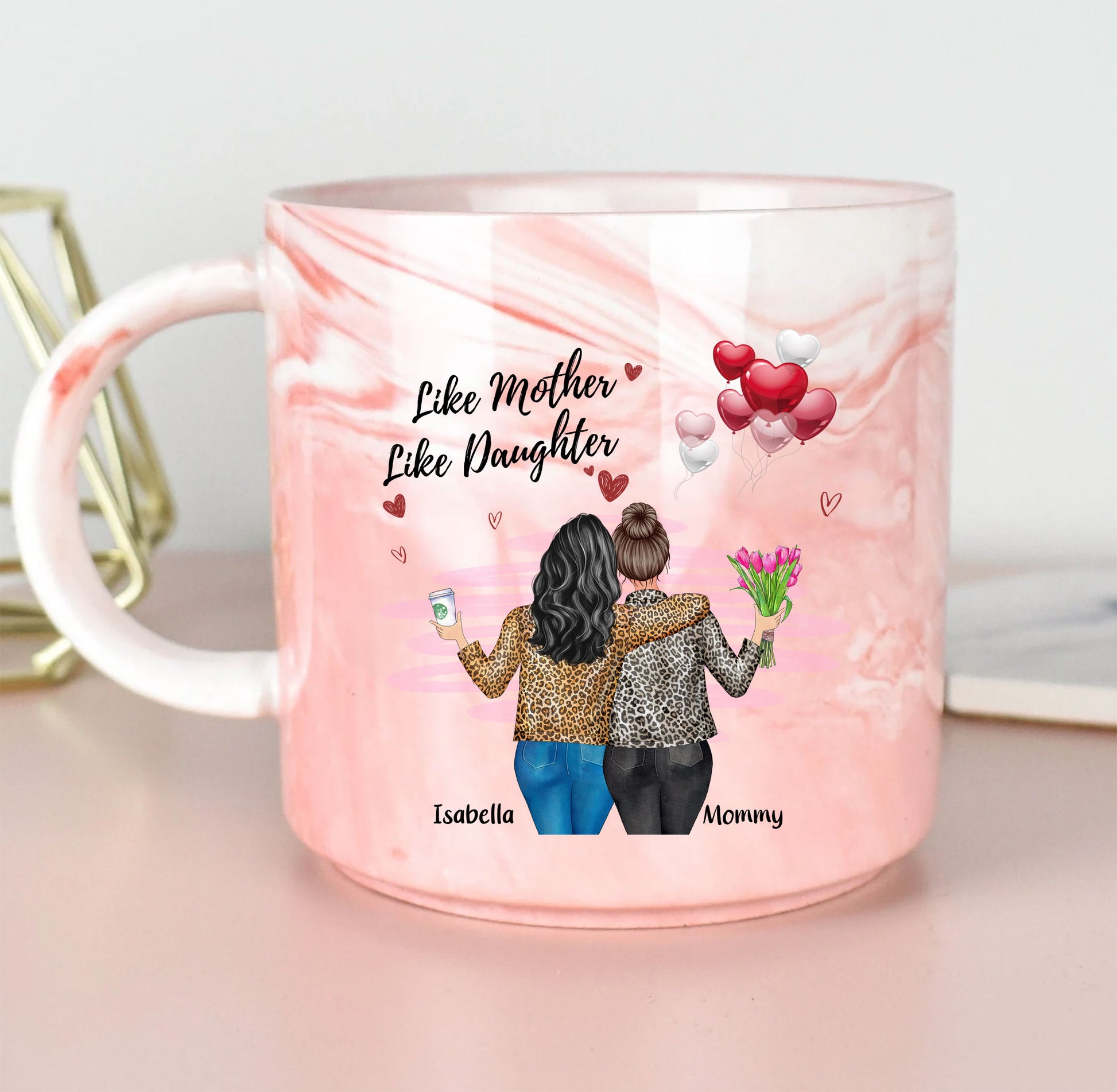 Mother Daughter Bond Personalized Marble Mug With Custom Names