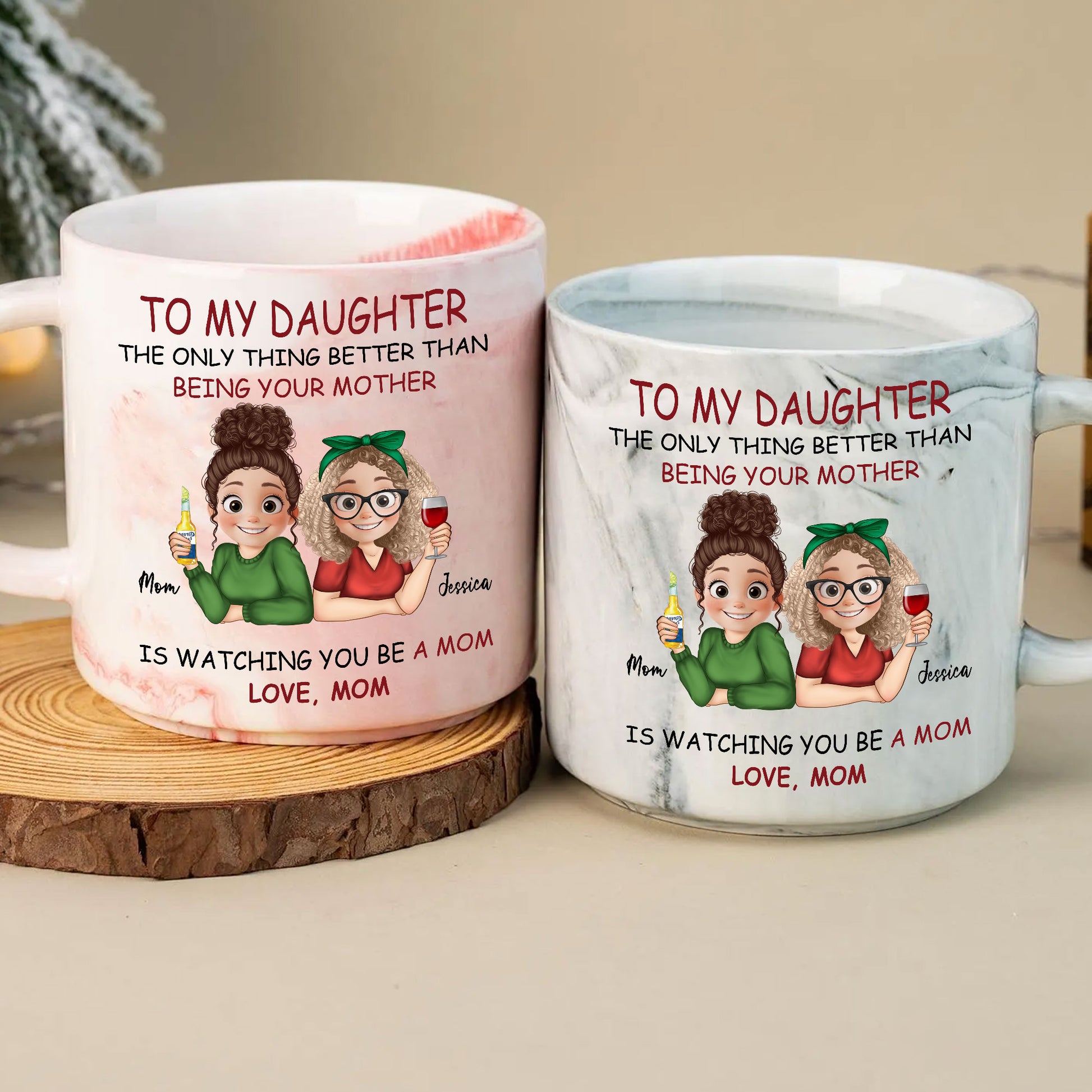 Mother To Daughter Sentimental Quote Custom Name Marble Mug