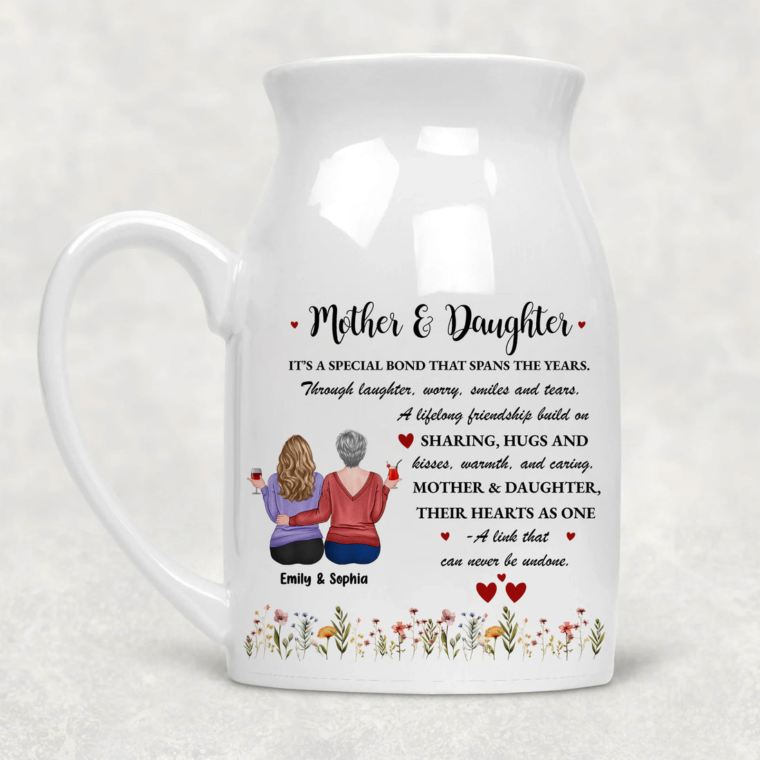 "Mother and daughter, it's a special bond that spans the years, through laughter, worry, smiles, and tears, a lifelong friendship built on sharing, hugs, and kisses, warmth, and caring, their hearts as one, a link that can never be undone."