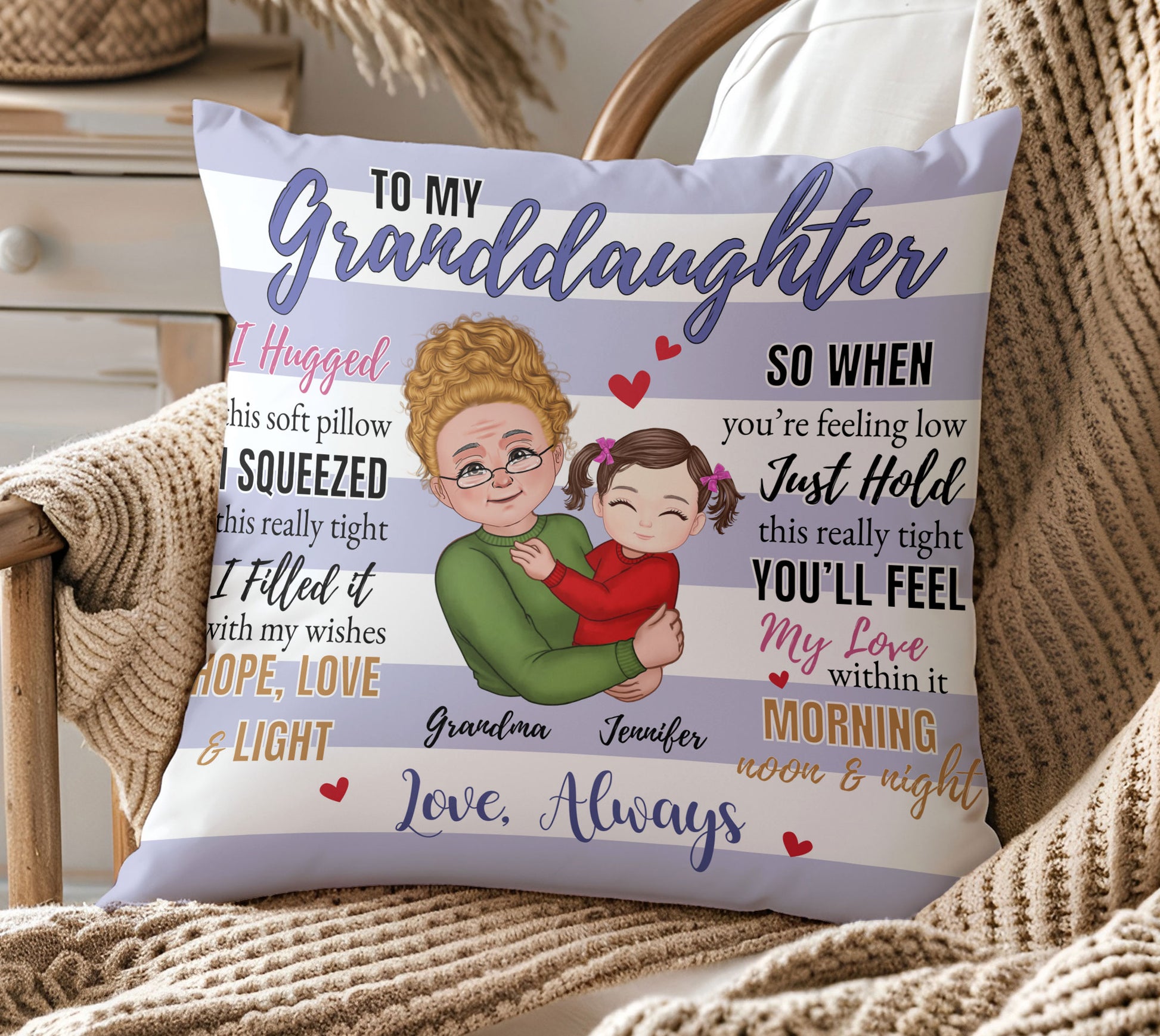 Mother's Day Gift for Granddaughter from Grandma: "I Hugged This Pillow"

