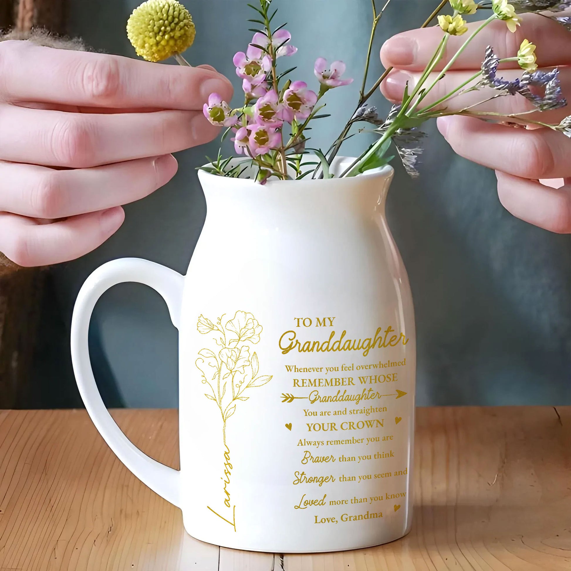 My Daughter Remember Whose Daughter You Are And Straighten Your Crown - Personalized Ceramic Vase