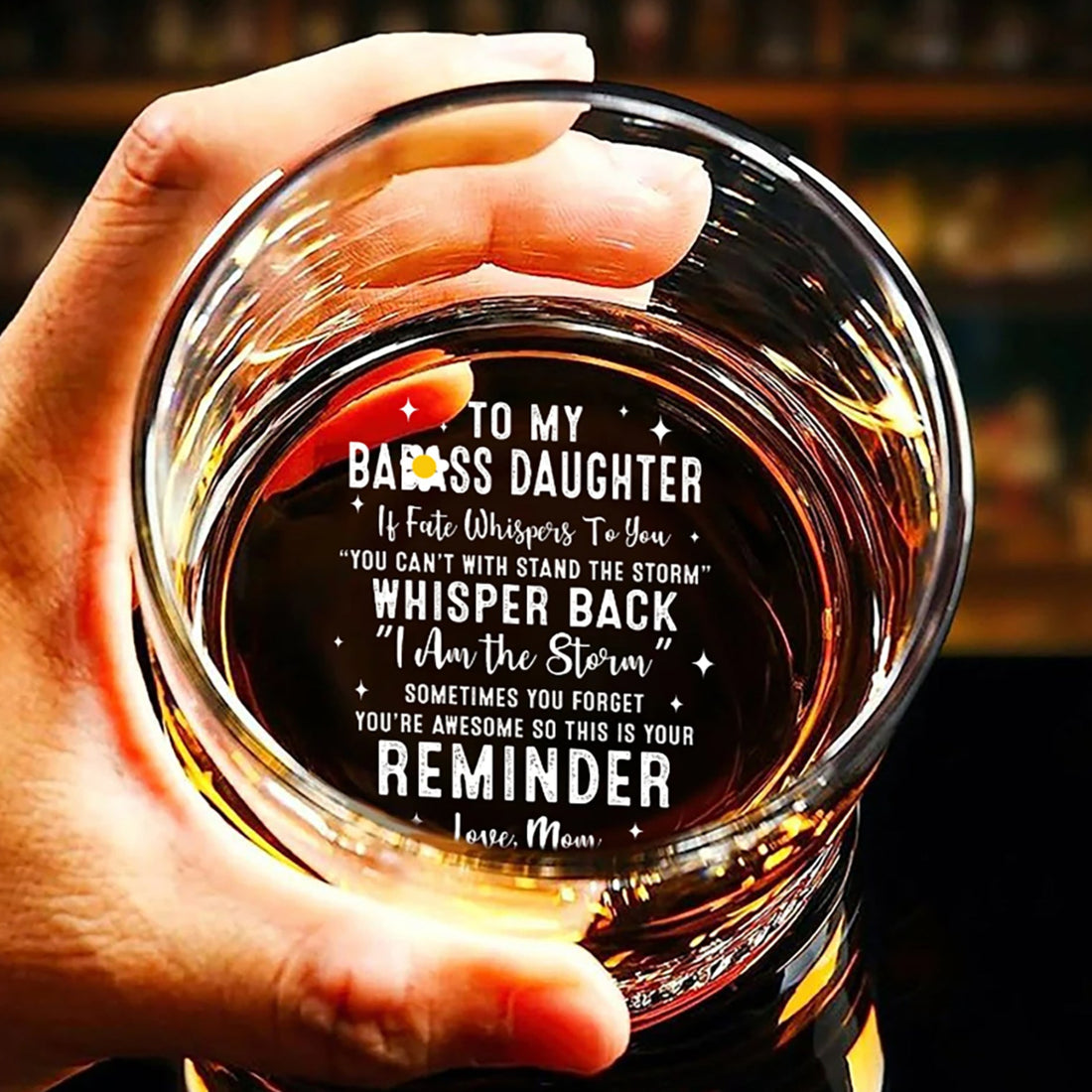 My Daughter Whisper Back I Am The Storm - Personalized Stemless Wine Glass, Custom Funny Coffee Mug From Mom, Custom Daughter Gift Cup, Birthday Gift