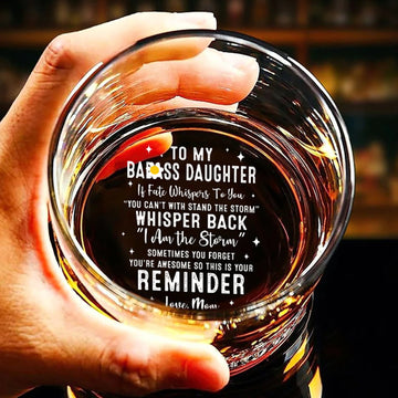 My Daughter Whisper Back I Am The Storm - Personalized Stemless Wine Glass, Custom Funny Coffee Mug From Mom, Custom Daughter Gift Cup, Birthday Gift