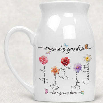 Nana's Garden Love Grows Here Birth Flower Personalized Ceramic Vase