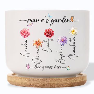 Nana's Garden Love Grows Here Birth Flower Personalized Plant Pot