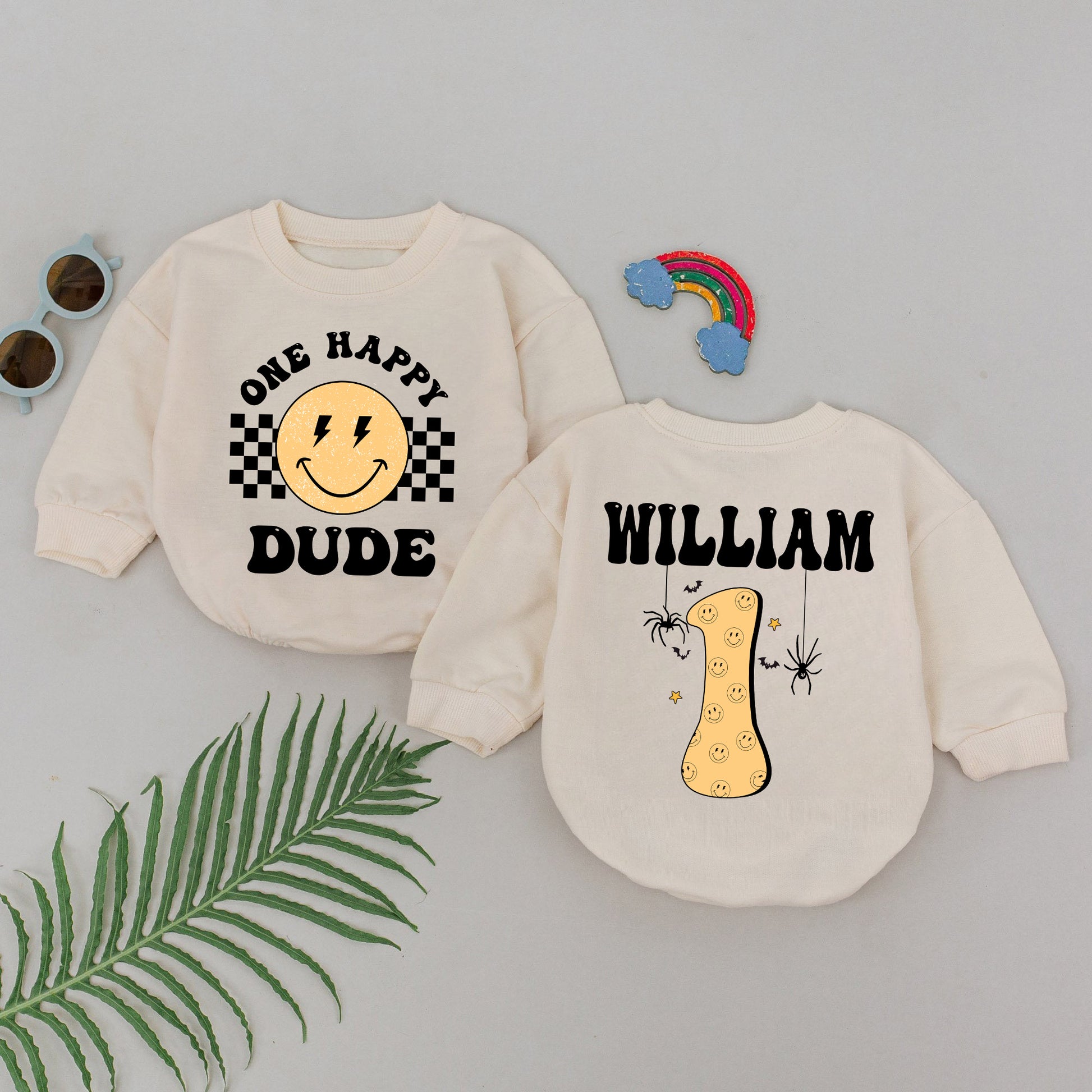 Romper Baby Customize One Happy Dude - Personalized Custom Babysuit - Gift For Baby - LuthCreative