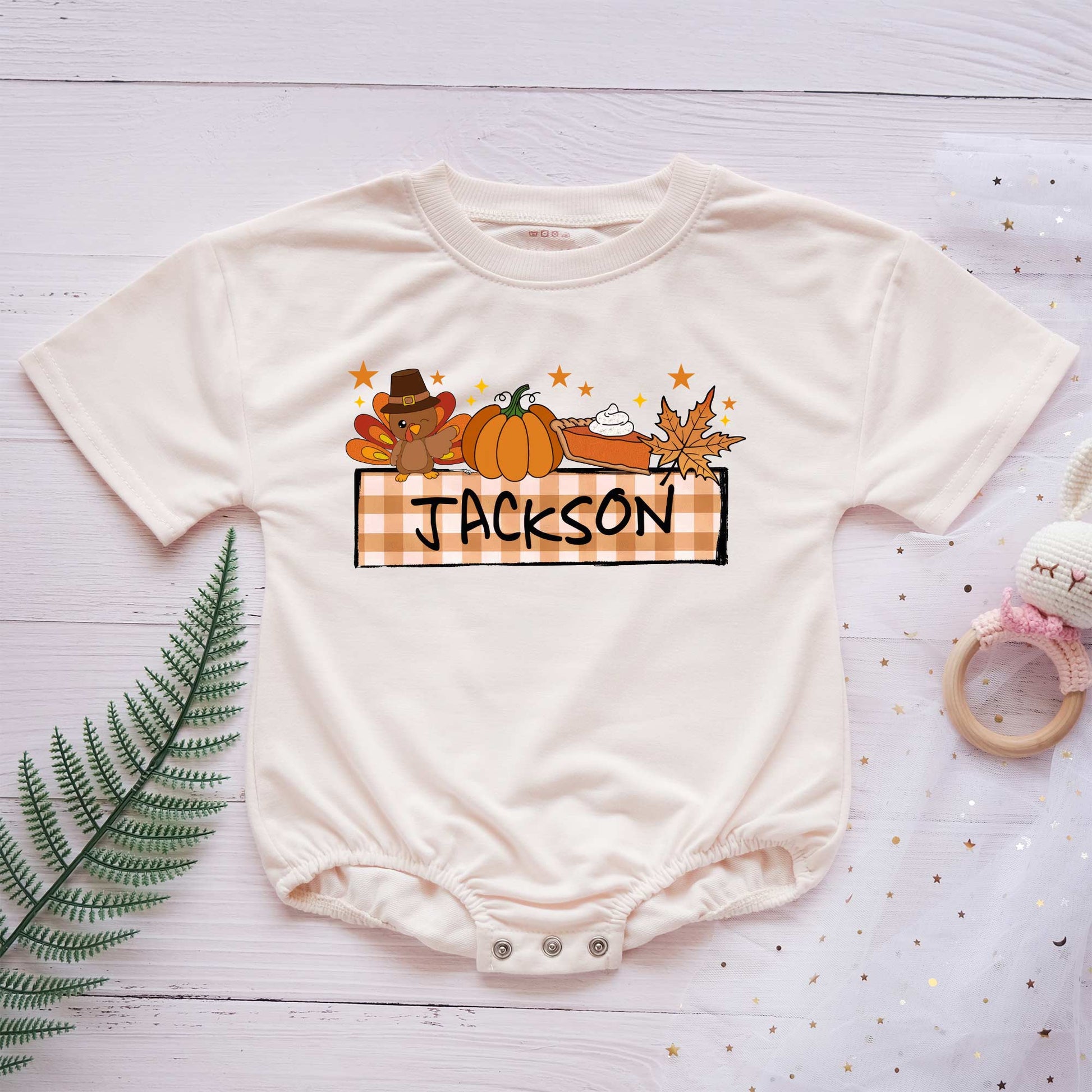 Thanksgiving Personalized Baby Romper - Short/Long Sleeve (0-2Y) - LuthCreative