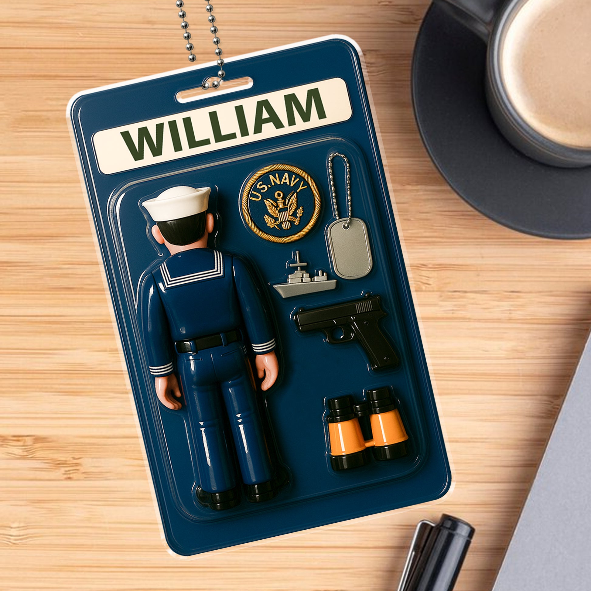 Navy Dad Personalized Acrylic Car Ornament – Unique Father’s Day Gift for US Navy Veterans and Service Dads

