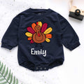Thanksgiving Turkey Personalized Baby Romper - Short/Long Sleeve (0-2Y) - LuthCreative