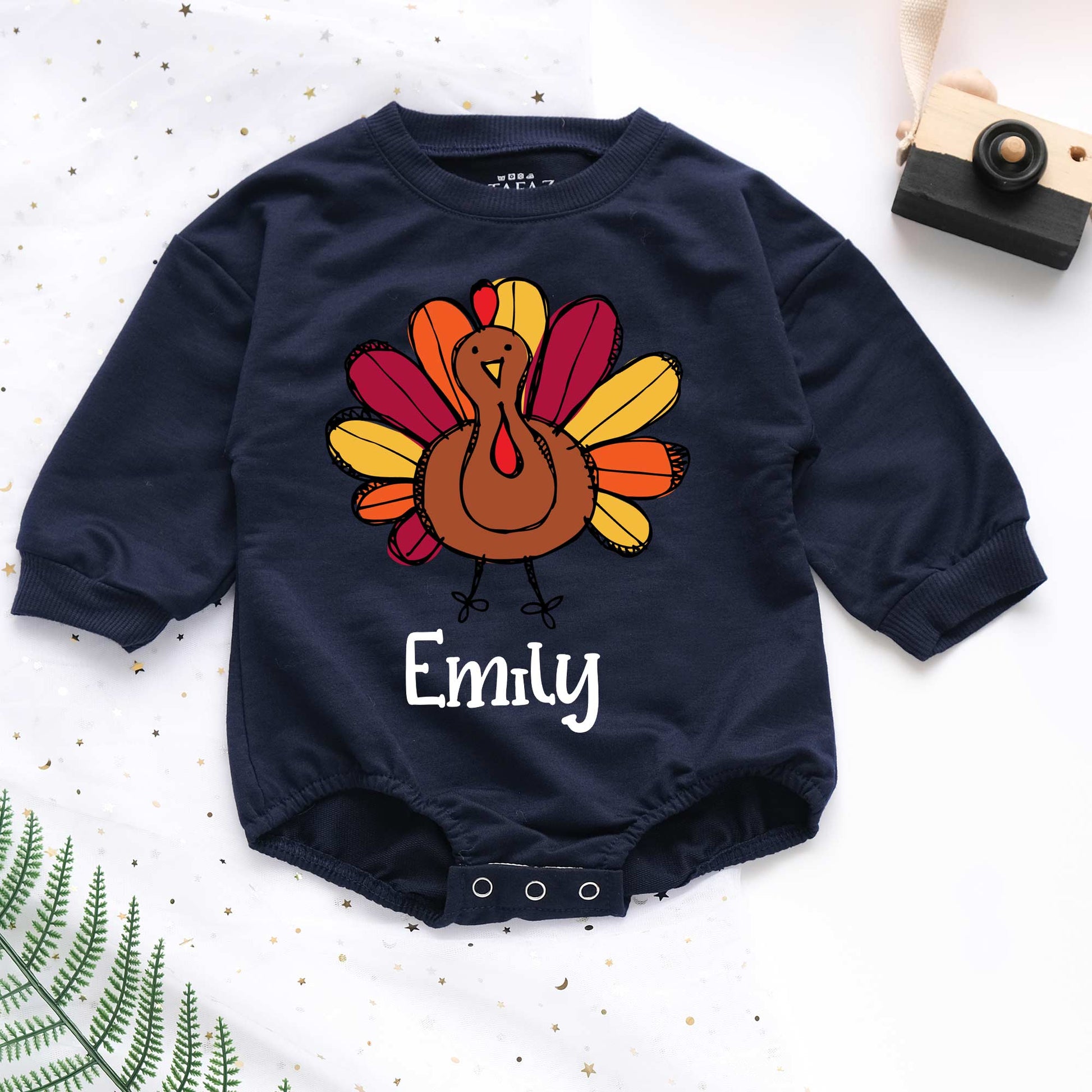 Thanksgiving Turkey Personalized Baby Romper - Short/Long Sleeve (0-2Y) - LuthCreative