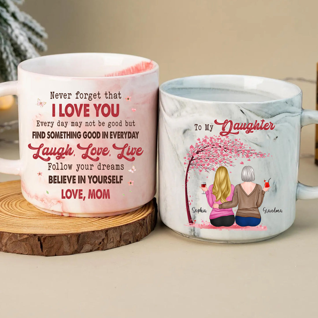 To My Daughter Never Forget That I Love You Personalized Marble Mug, Personalized Mug, Gift For Mom, Gift For Grandma, Gift For Daughter
