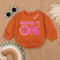 Baby Bodysuit Romper Long Sleeve Customize Halfway To One Personalized Custom Babysuit - Gift For Baby And Mom - LuthCreative