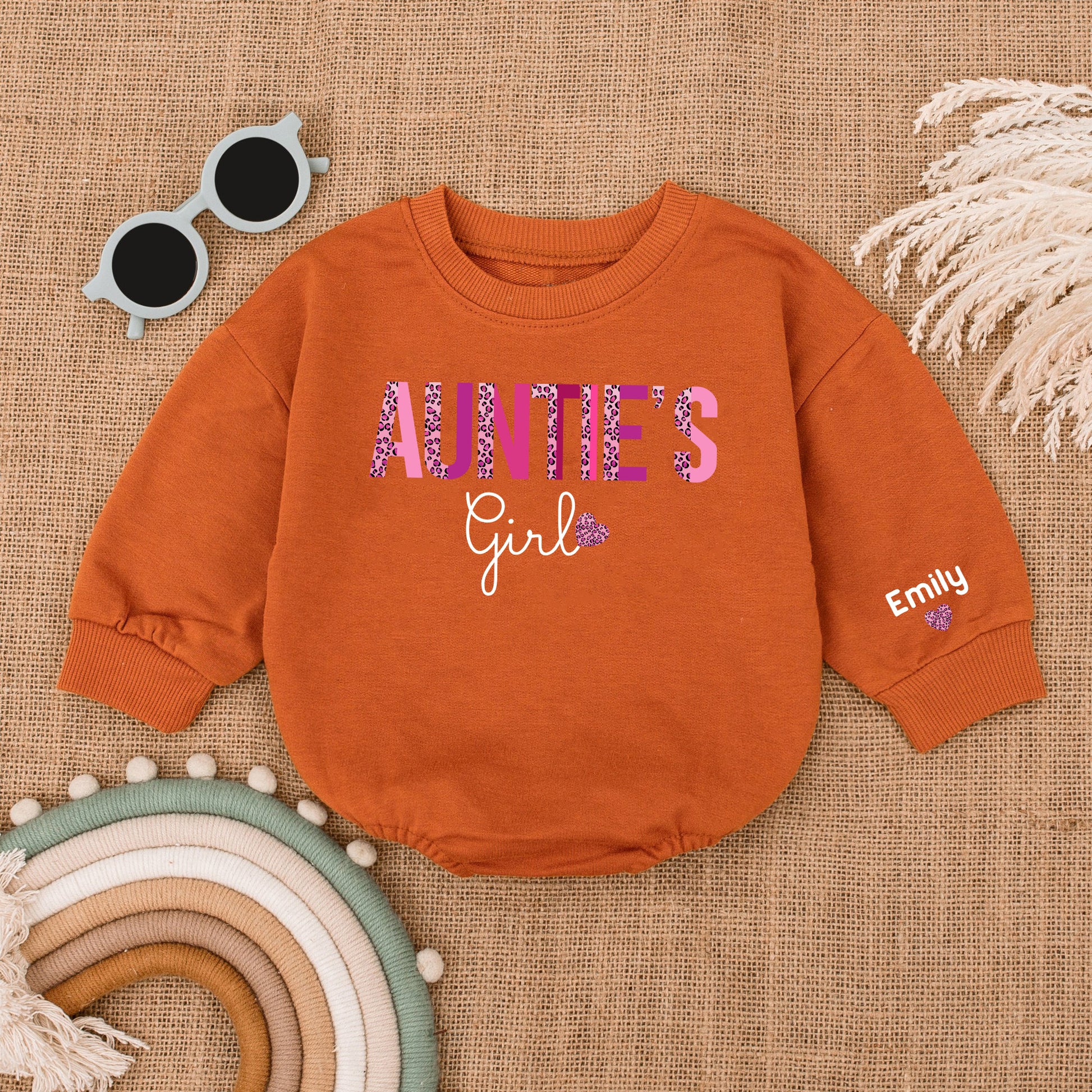 Baby Bodysuit Romper Long Sleeve Customize Name Auntie's Girl Personalized Custom Babysuit - Gift For Niece And Auntie - LuthCreative