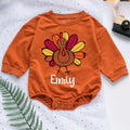 Thanksgiving Turkey Personalized Baby Romper - Short/Long Sleeve (0-2Y) - LuthCreative