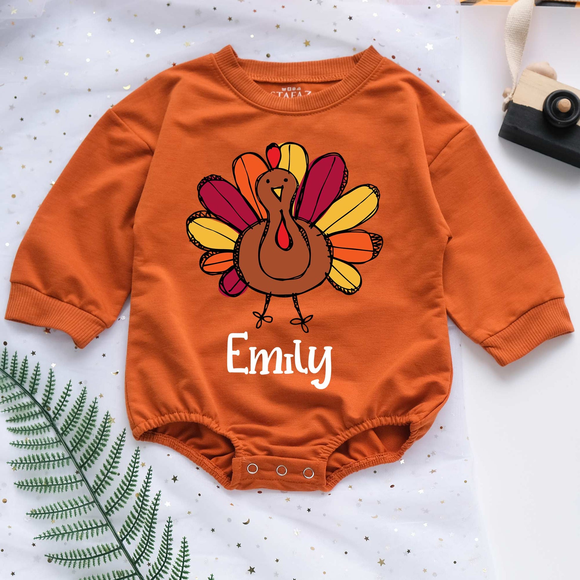 Thanksgiving Turkey Personalized Baby Romper - Short/Long Sleeve (0-2Y) - LuthCreative