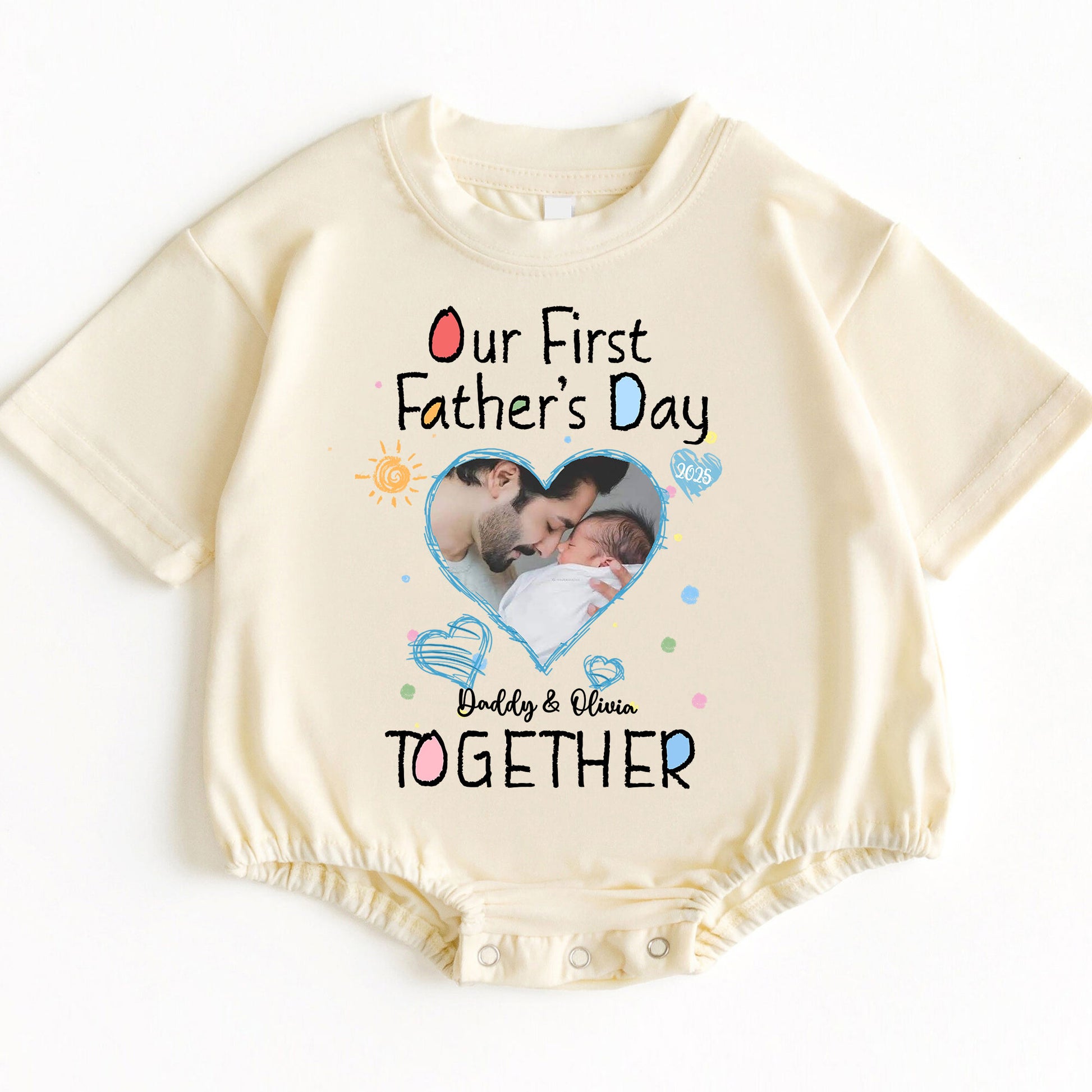 "Our First Father's Day Together" Personalized Photo Romper