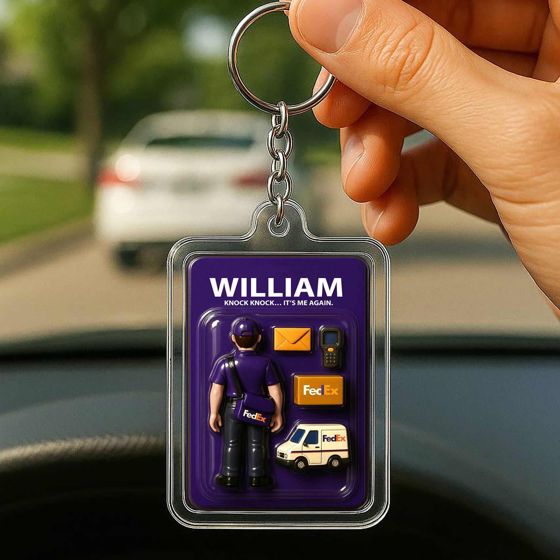 Personalized 3D Delivery Driver Keychain – Custom Name Father's Day Gift
