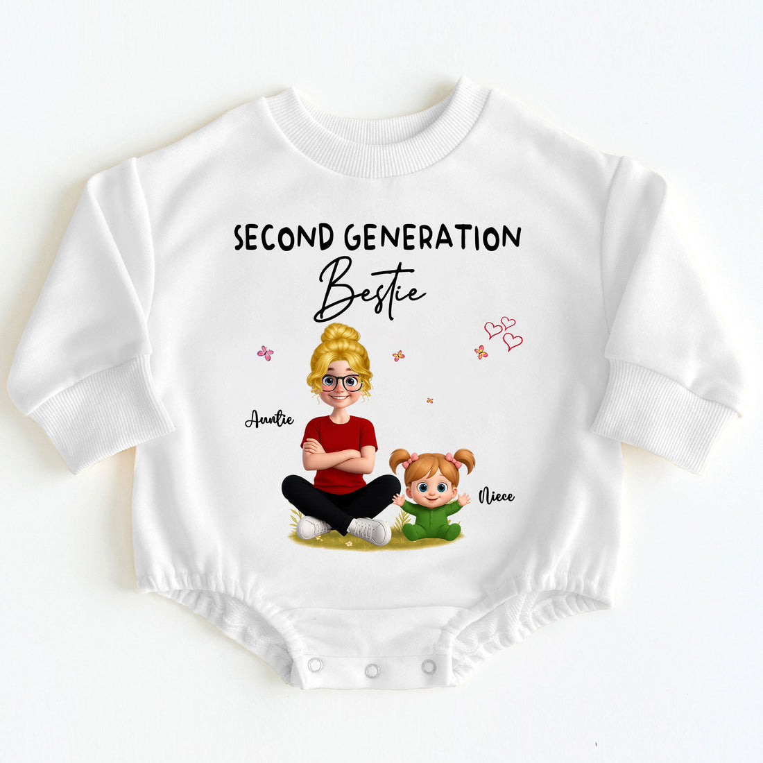 Personalized Auntie and Niece Gift Baby Onesie - "Second Generation Bestie"
