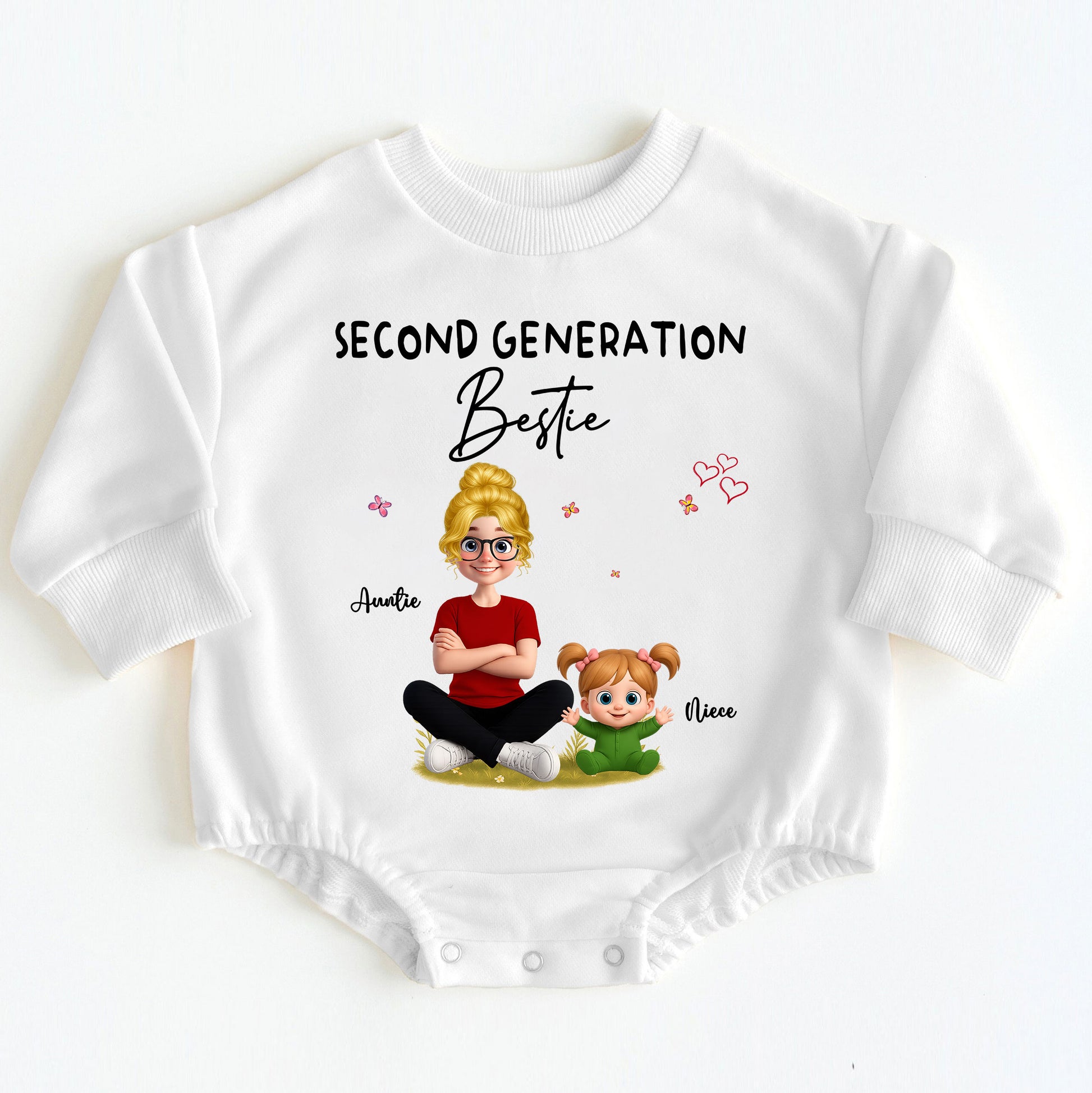 Personalized Auntie and Niece Gift Baby Onesie - "Second Generation Bestie"