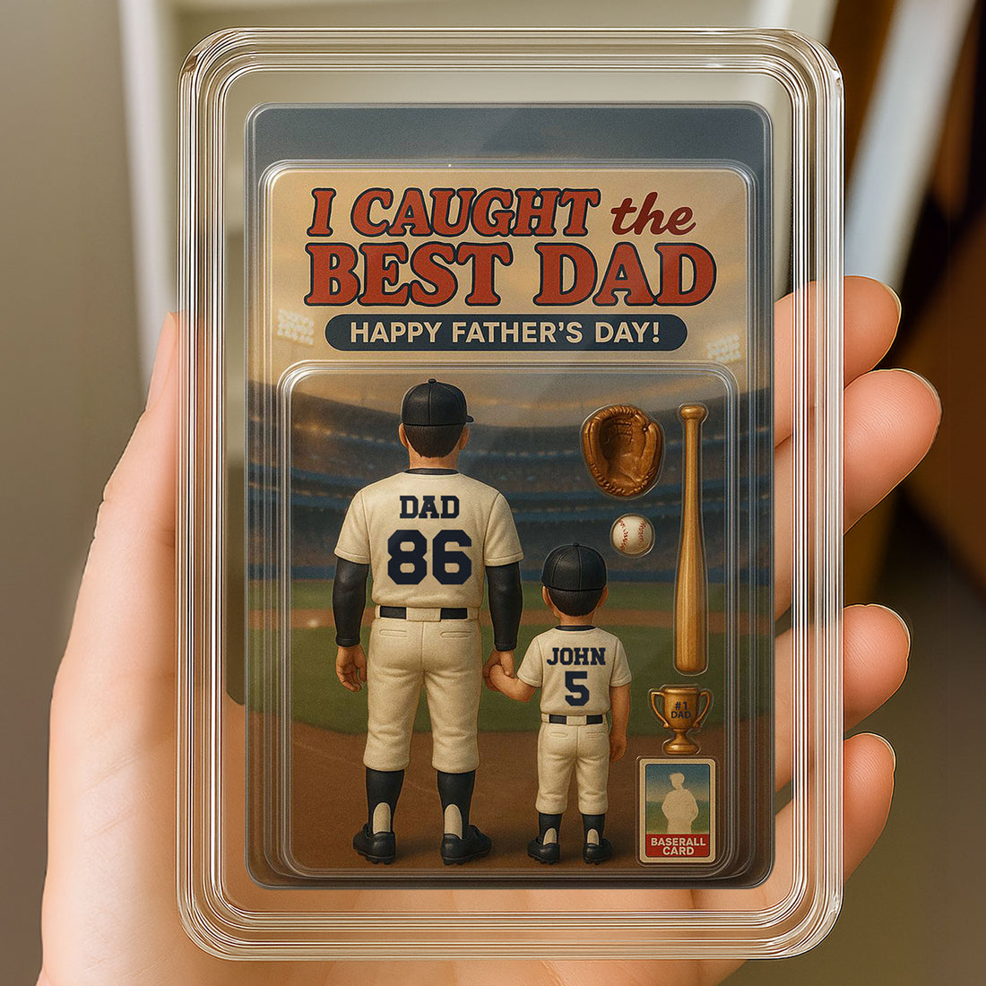 Personalized Baseball Dad and Child Decor Acrylic Plaque - Custom Photo Acrylic Desk Decor for Father's Day Gift