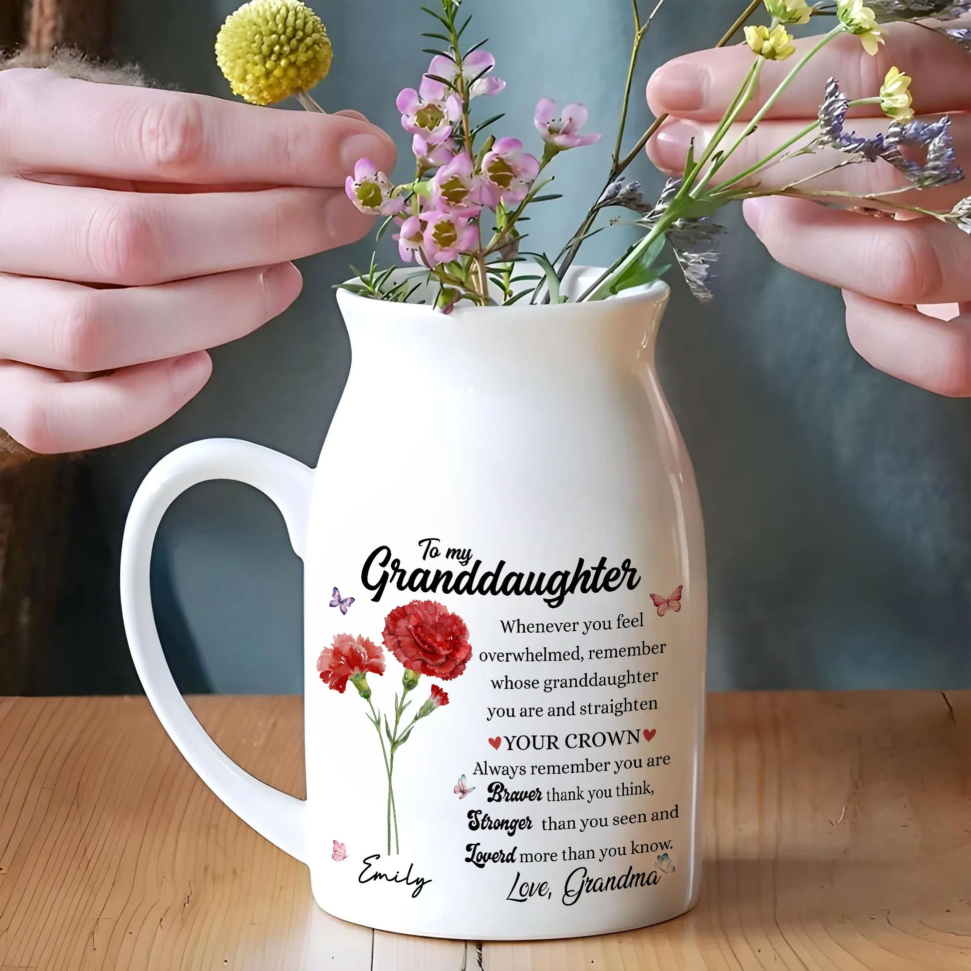 Personalized Birth Flower Ceramic Vase Mother's Day