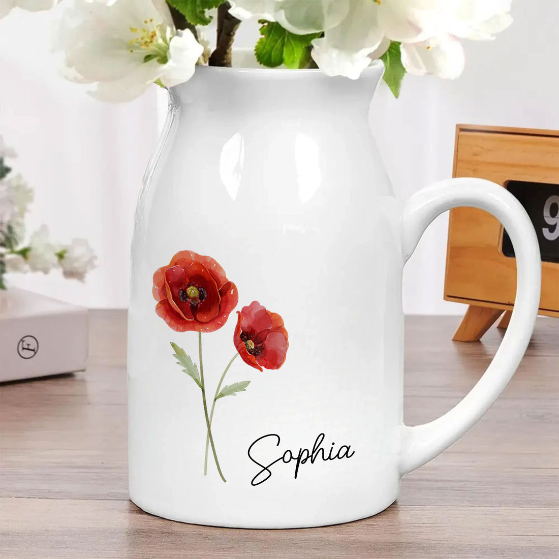 Personalized Birth Flower Ceramic Vase Mother's Day Gift
