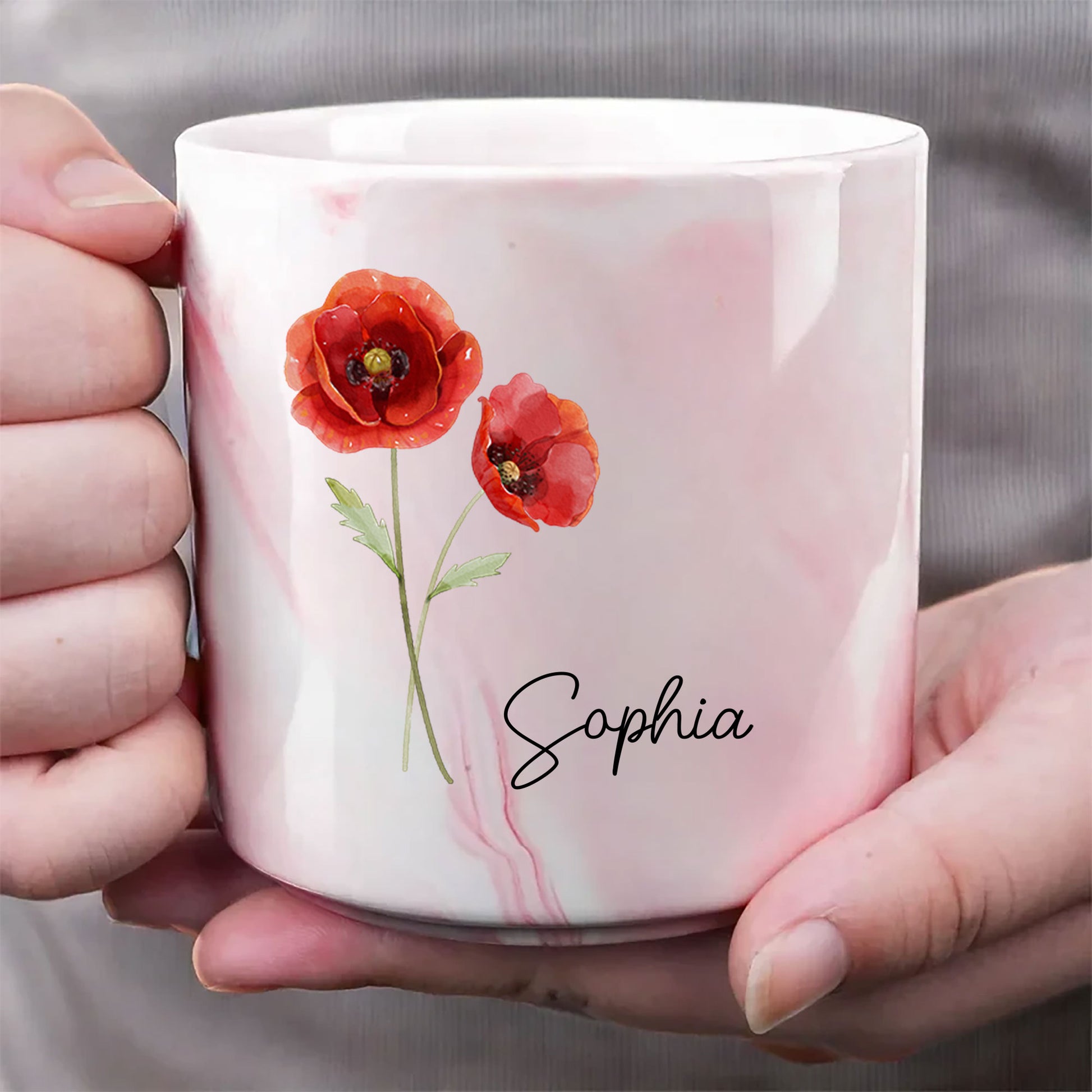 Personalized Birth Flower Marble Mug - A Beautiful Mother's Day Gift

