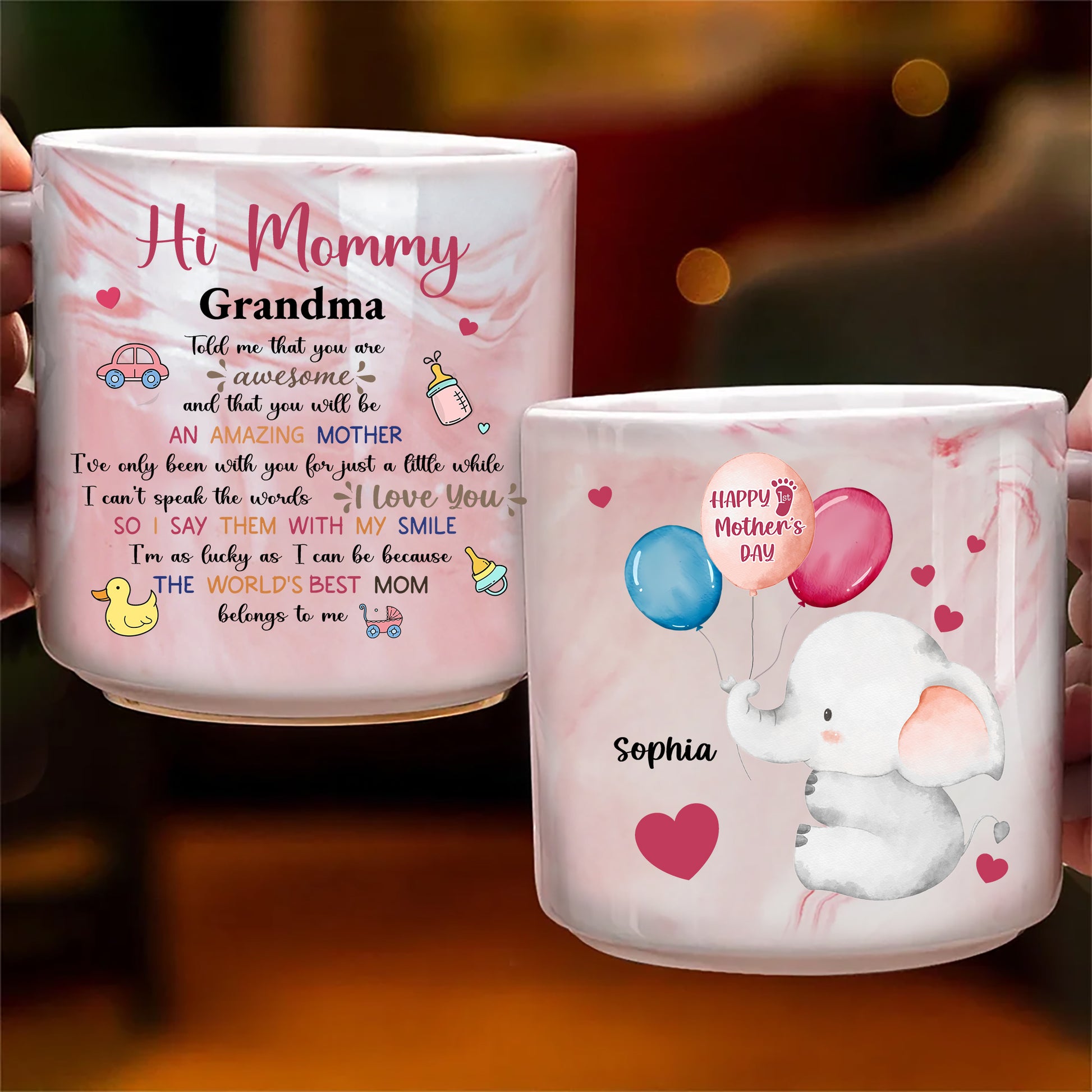 Personalized Blanket For First Time Mom Pink Elephant Mommy Belongs To Me Custom Name Gifts For First Mothers Day
