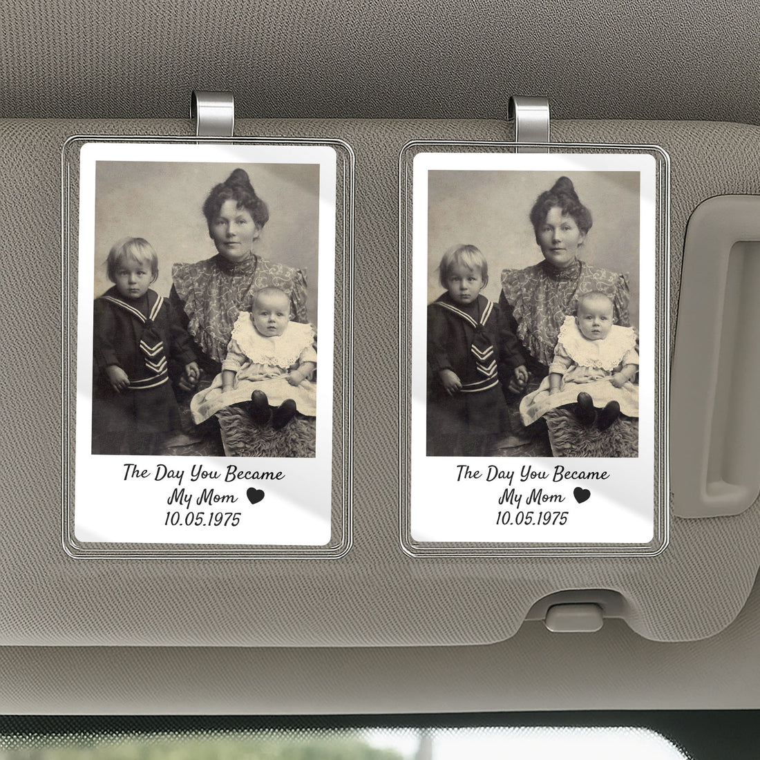 Personalized Car Visor Clip - Custom Photo Gift for Mom - The Day You Became My Mom

