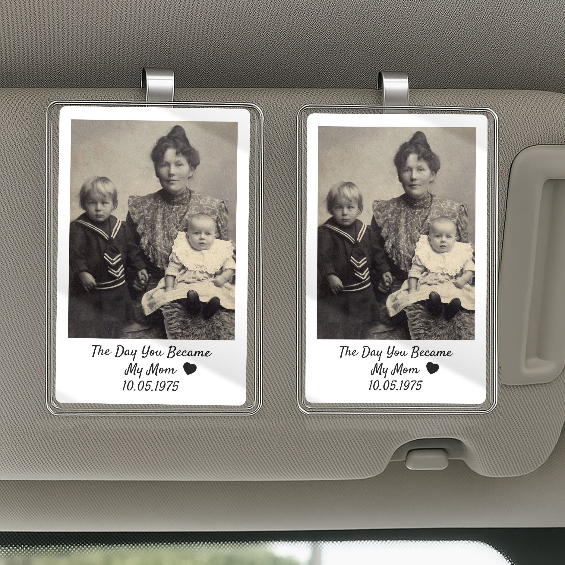 Personalized Car Visor Clip - Custom Photo Gift for Mom - The Day You Became My Mom

