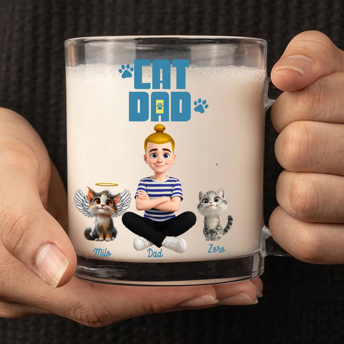 Personalized Cat Dad Memorial Mug - Father's Day Gift - Personalized Cat Dad Mug with Custom Characters