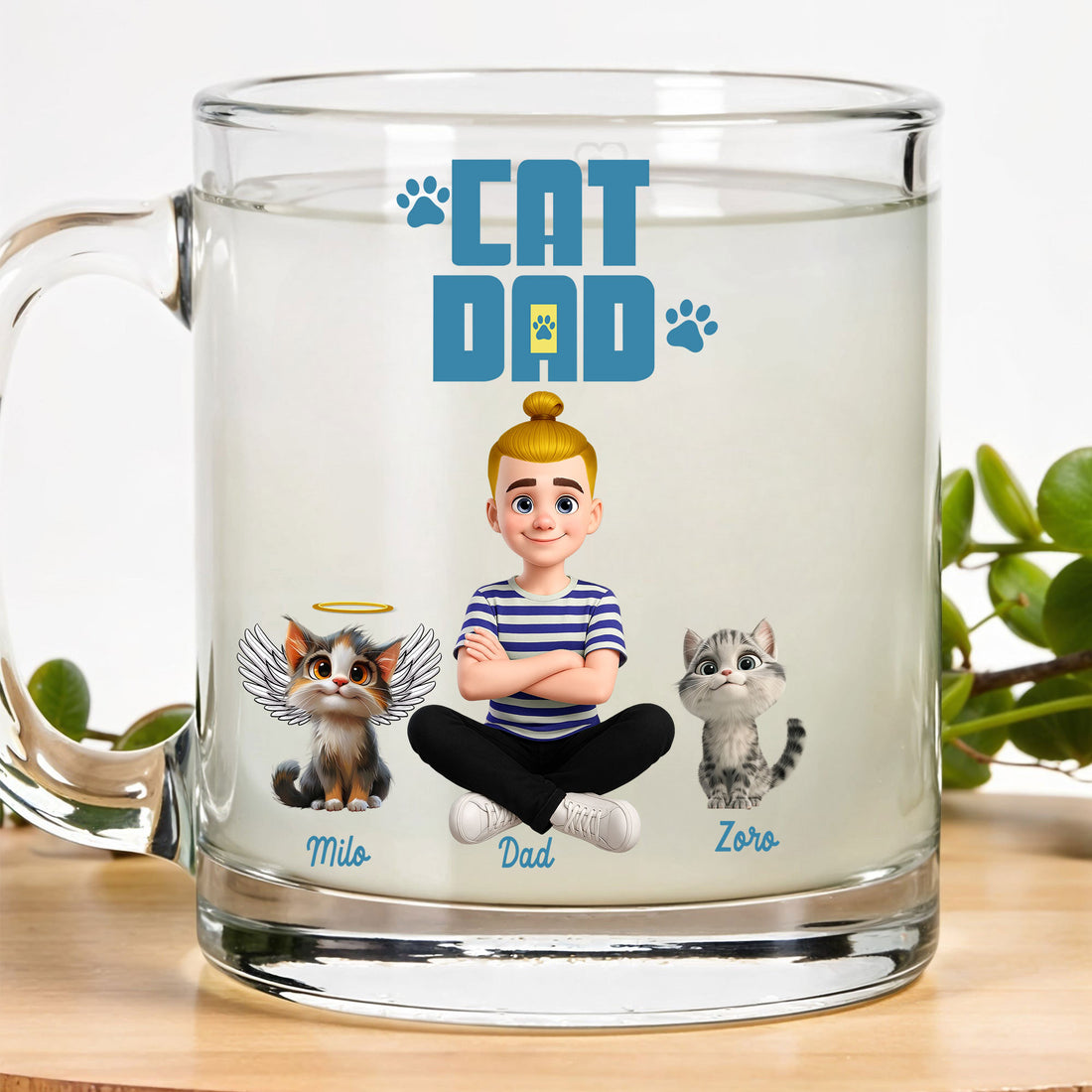 Personalized Cat Dad Memorial Mug - Father's Day Gift - Personalized Cat Dad Mug with Custom Characters