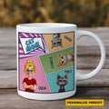 Personalized Cat Mom Comic Book Style Mug - Pow! Wham! Purr! Custom Cat Mom Personalized Comic Mug