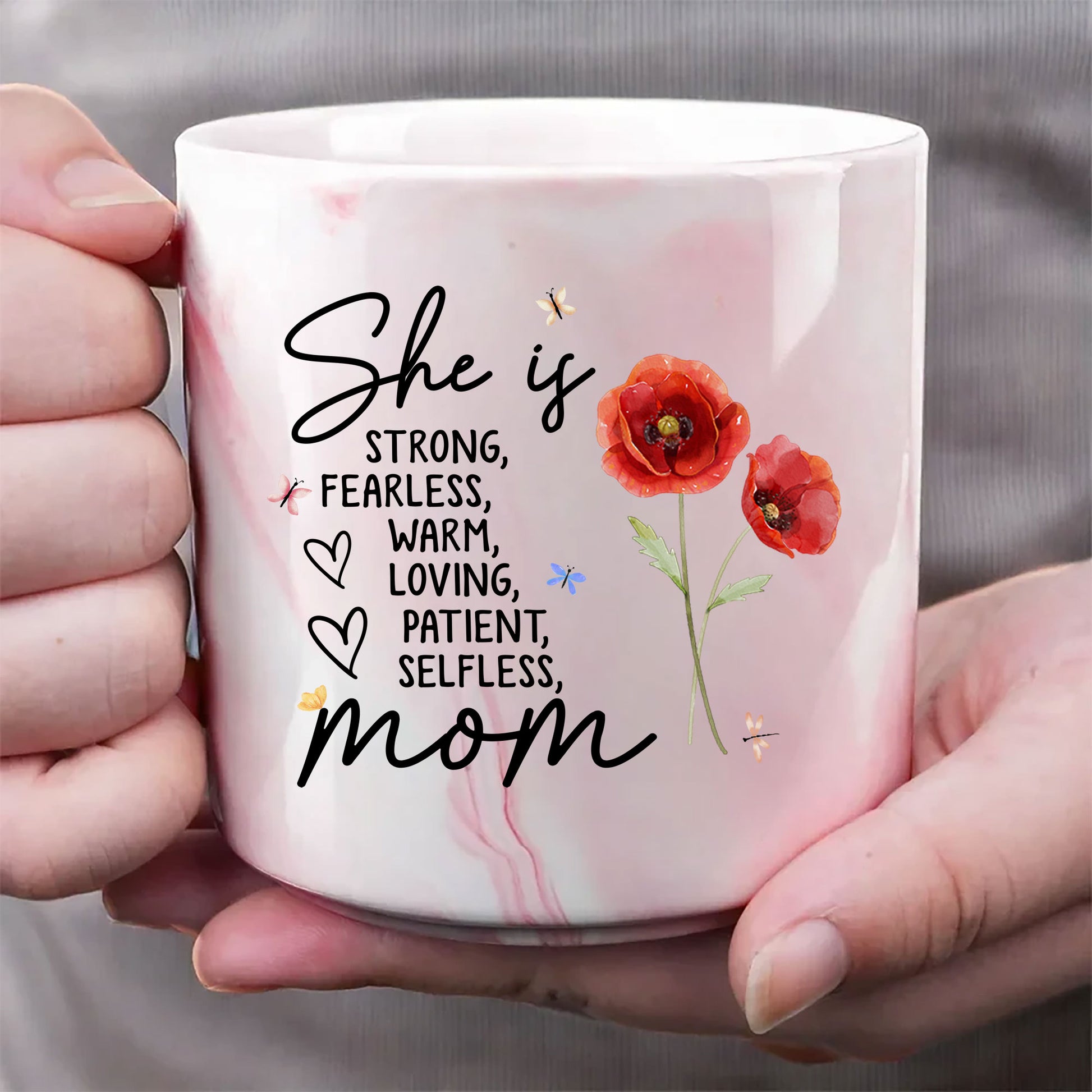 Personalized Ceramic Marble Mug: A Tribute to Her Strength

