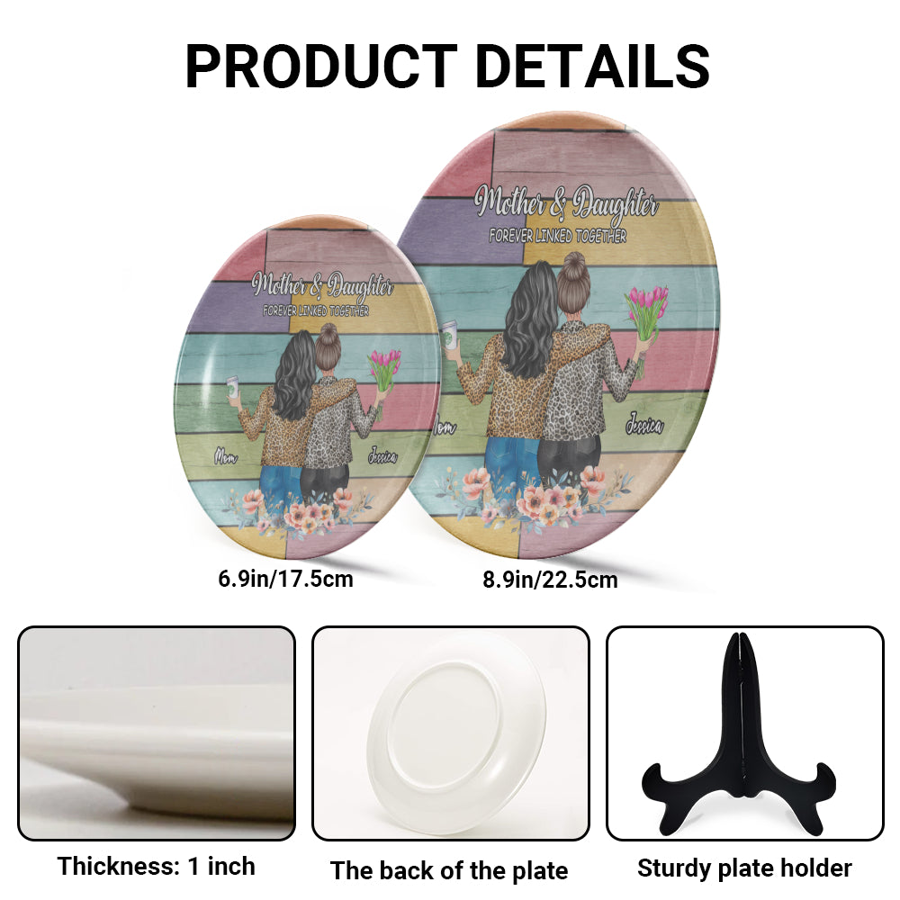 Personalized Ceramic Plate: Mother Daughter Linked Together, Mother's Day Gift

