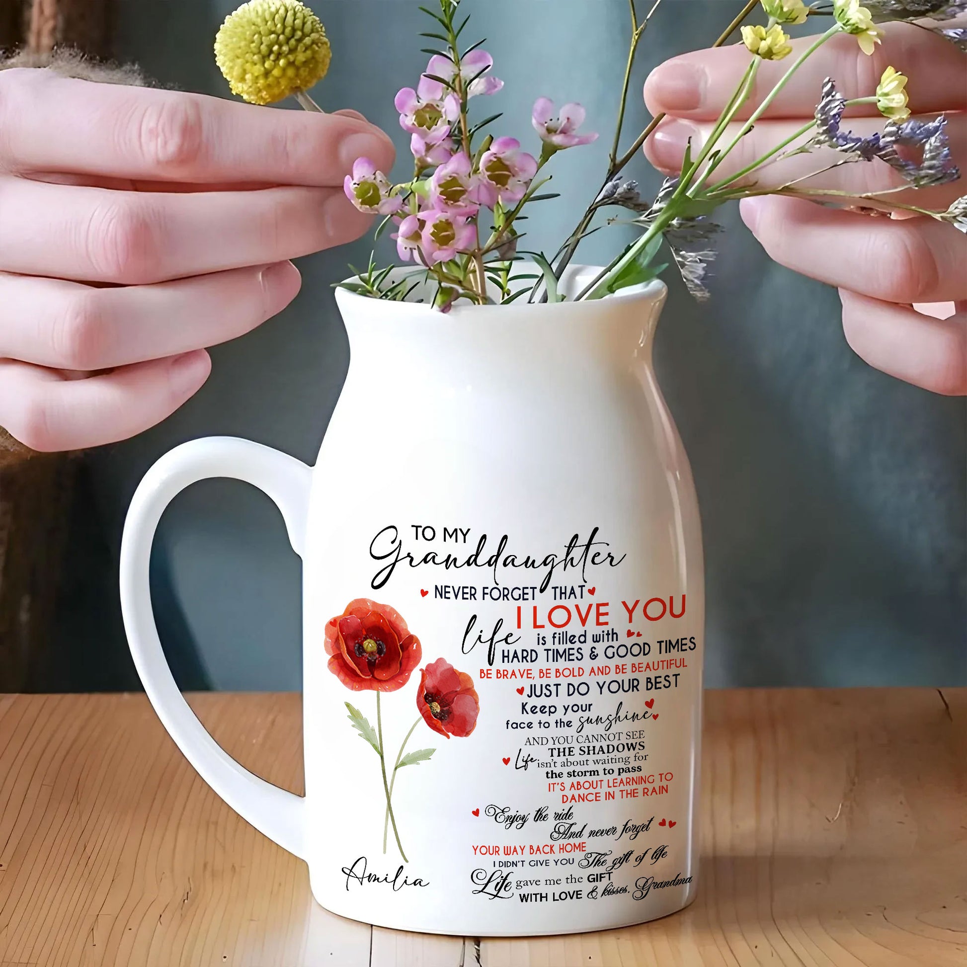 Personalized Custom Flower Vase - Gift For Granddaughters
