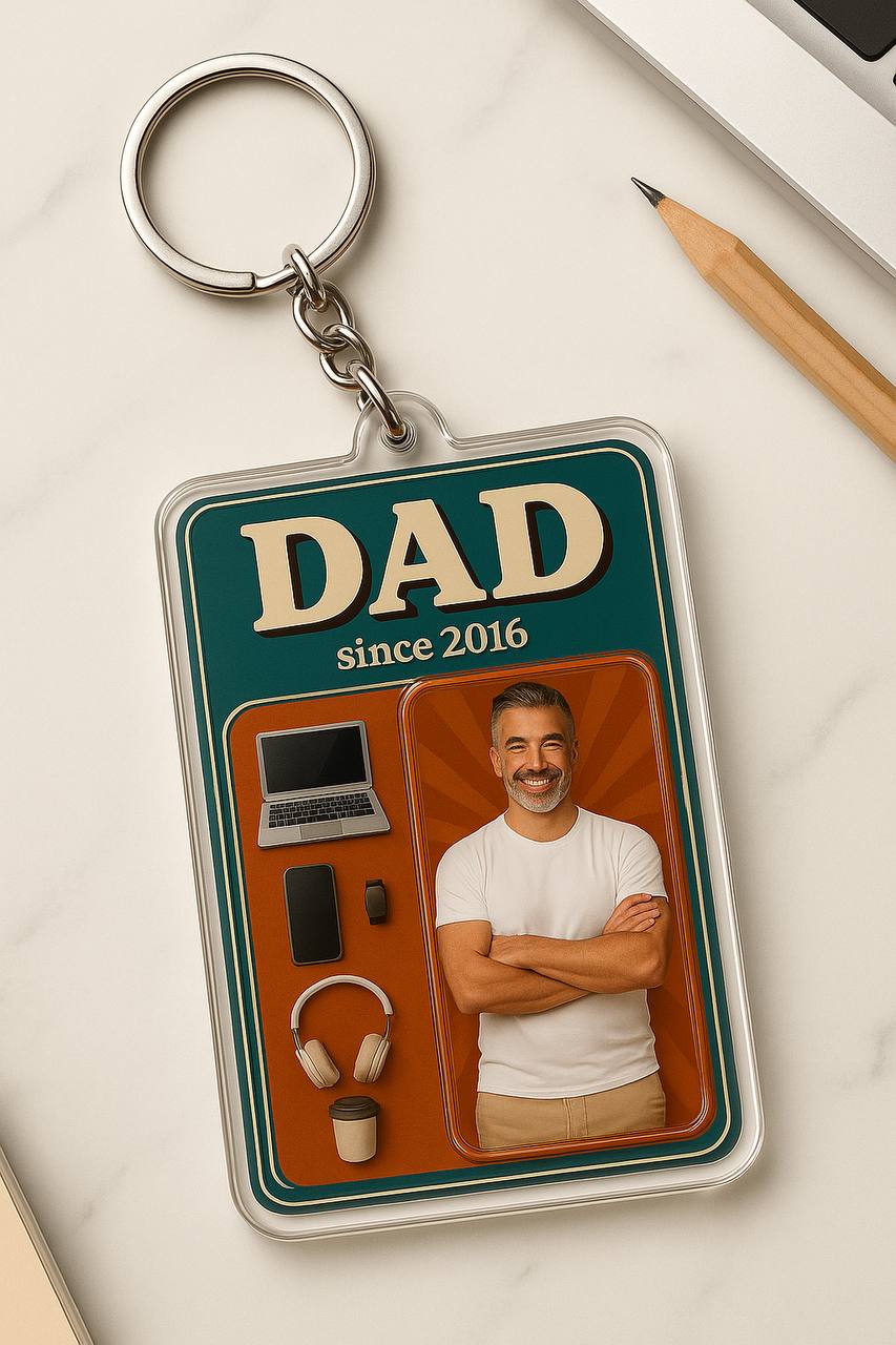 Personalized Dad Gift - Custom Photo Acrylic Keychain