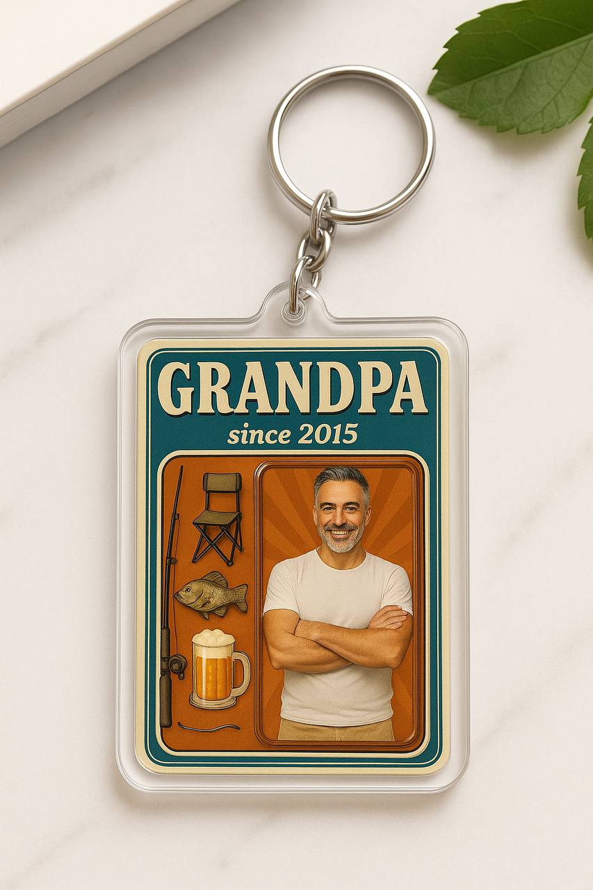 Personalized "Dad Since " Photo Keychain Gift