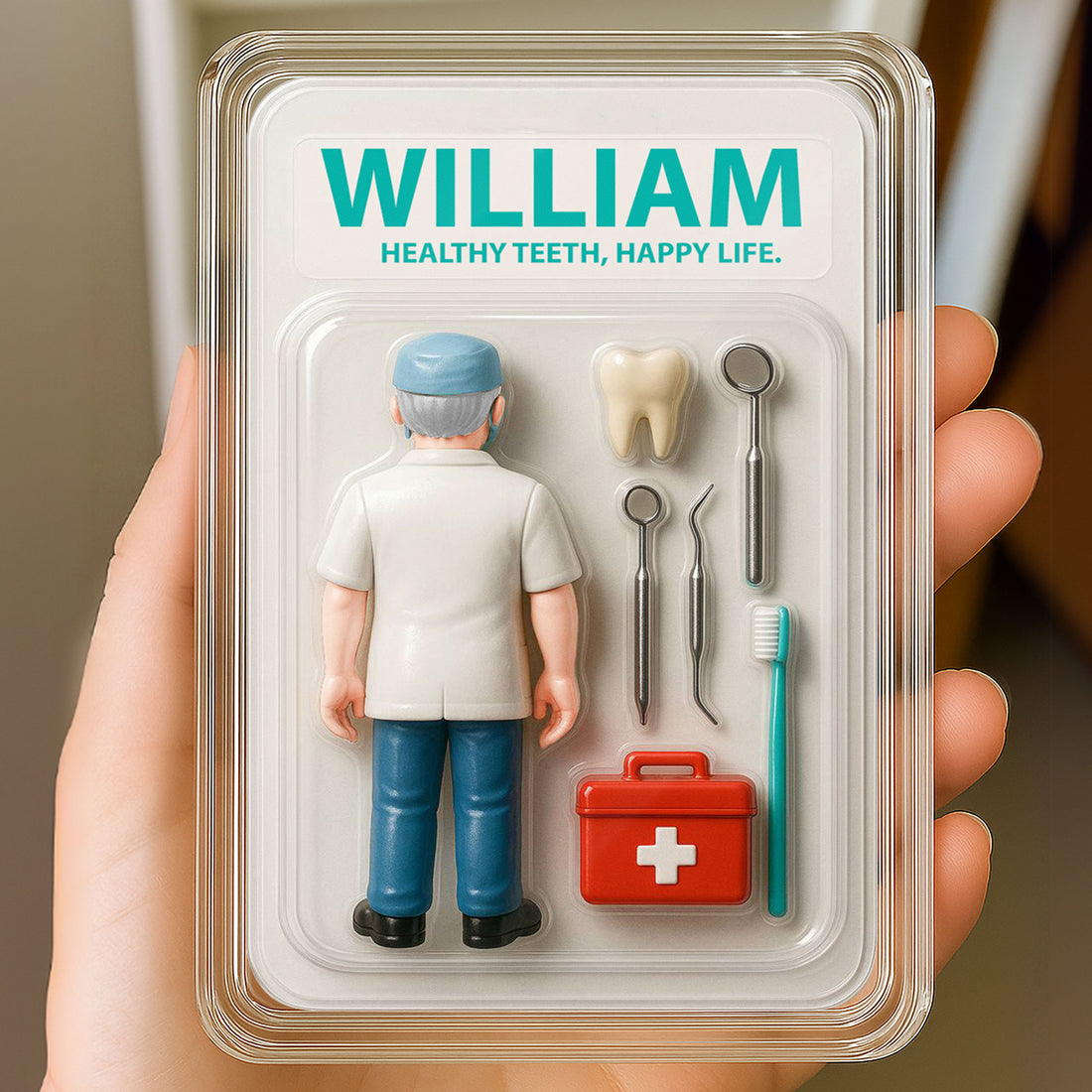 Personalized Dentist Father's Day Gift Decor Acrylic Plaque - 3D Style "Healthy Teeth" Acrylic Plaque Custom Name