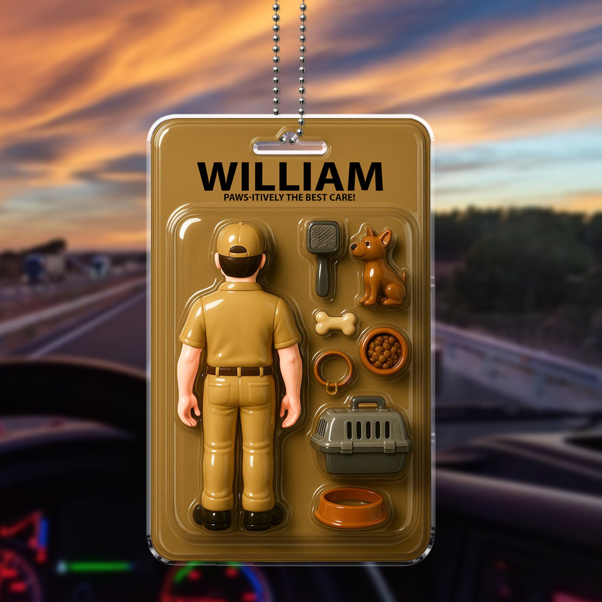 Personalized Dog Caregiver Car Hanging Ornament – Custom Acrylic Father’s Day Gift for Pet Dad or Dog Lover 