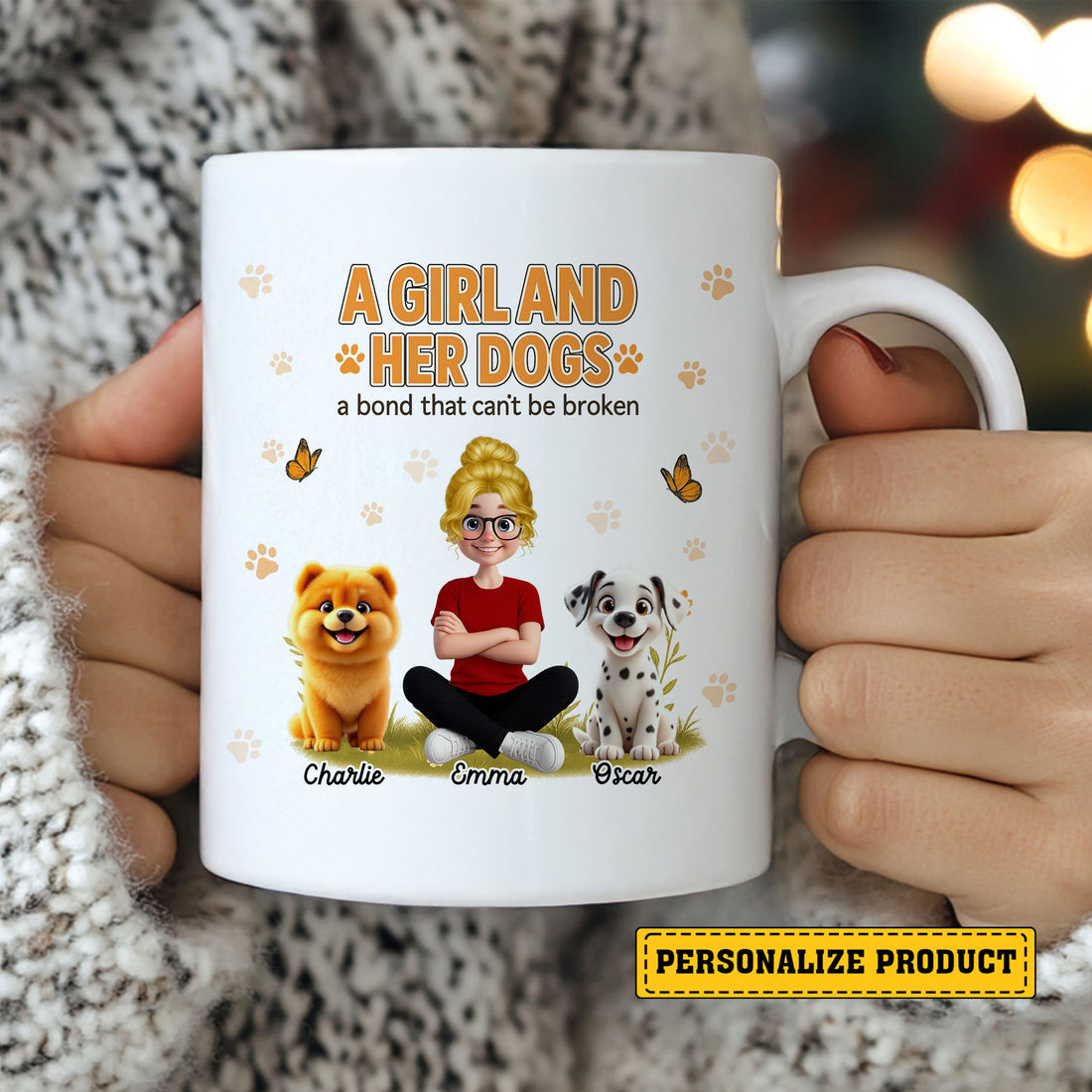 Personalized Dog Lover Mug – A Girl and Her Dogs Ceramic Cup for Pet Moms Who Cherish the Unbreakable Bond with Their Furry Companions