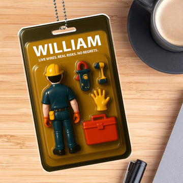 Personalized Electrician Dad Car Ornament – Custom Father’s Day Gift for Skilled Tradesmen – Acrylic Rearview Mirror Keepsake


