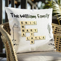 Personalized Family Cartoon Crossword Pillow with Names and Cartoon Characters for Christmas Gift