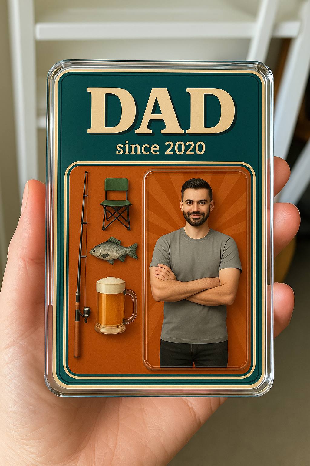 Personalized Father's Day Gift for Fishing Dad Acrylic Desk Decor Acrylic Plaque - Custom Photo Acrylic Desk Decor 