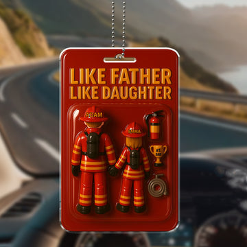 Personalized Firefighter Father Daughter Car Hanging Ornament - Custom Names